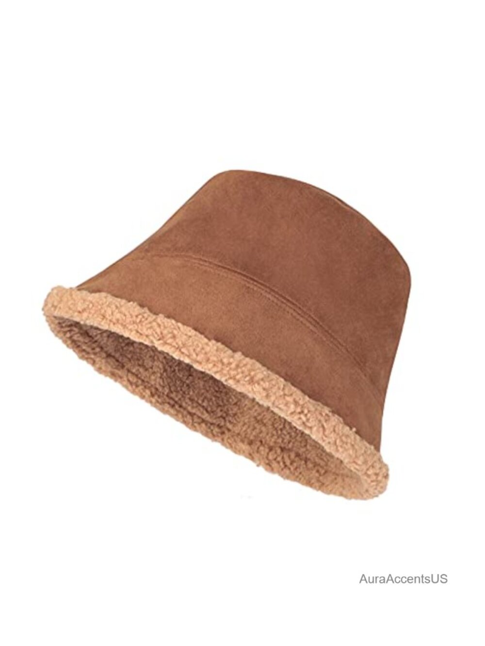 Women Suede Bucket Hat Reversible Faux Fur Teddy Warm Winter Outdoor Cap